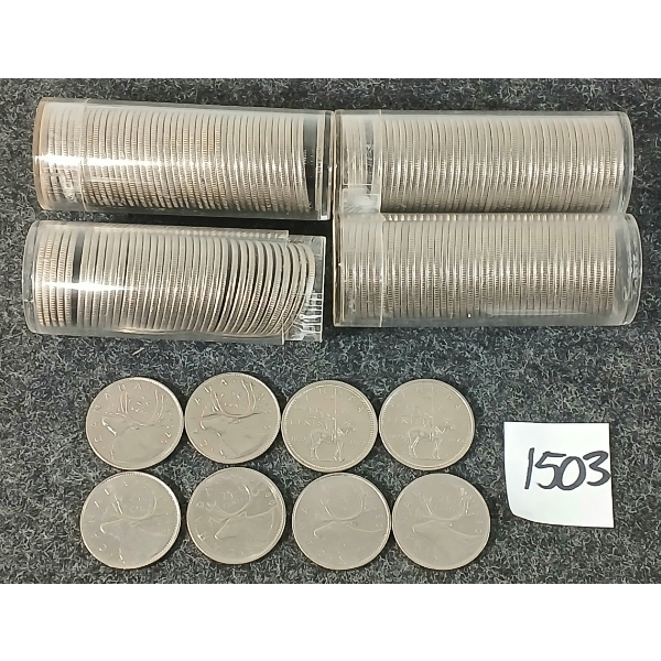 QTY OF 1973-1982 CDN 25 CENT COINS - ROLLED