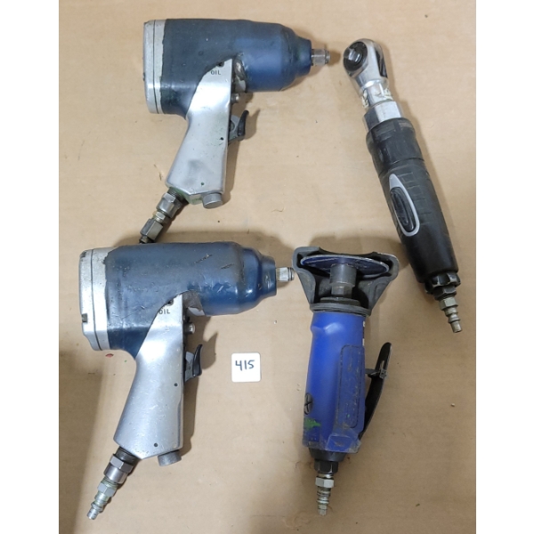 LOT OF 4 - AIR TOOLS INCL. 2X IMPACTS, RATCHET WRENCH, CUT-OFF TOOL