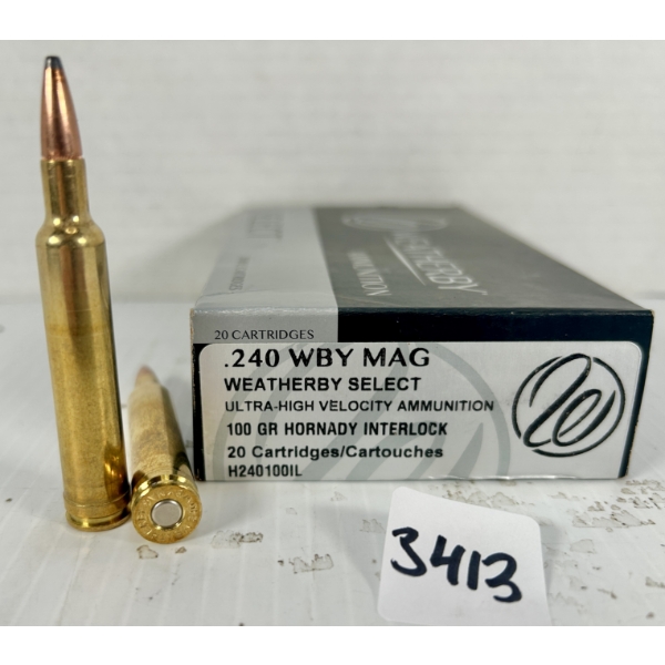 AMMO: 20X WEATHERBY .240 WBY MAG - 100 GR SP