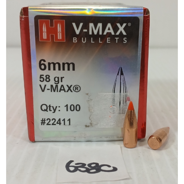 BULLETS: 100X HORNADY 6MM - 58GR - V-MAX 