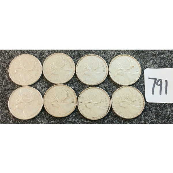 LOT OF 8 - 1968 CDN 25 CENT COINS