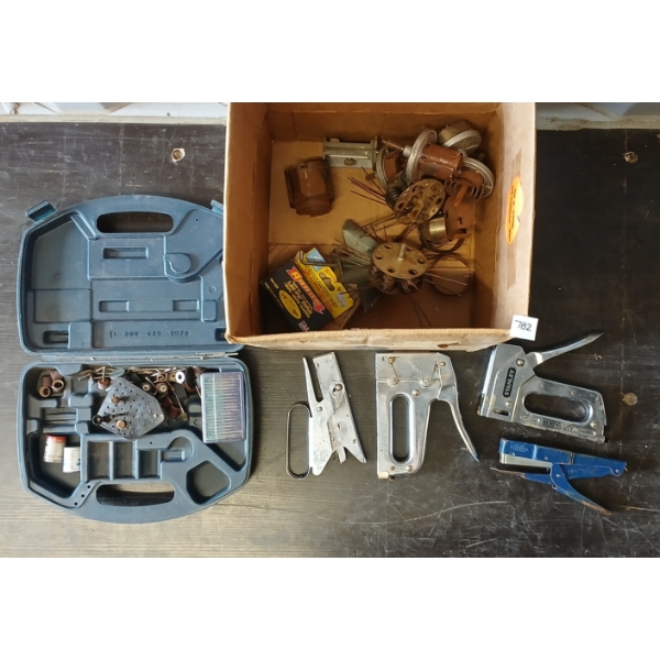 JOB LOT - MASTERCRAFT GRINDER BITS, CIRCULAR SAW BLADES, STAPLE GUNS, ETC