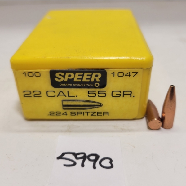 BULLETS: 83X HORNADY & SPEER .22 - 55 & 60GR - SPITZER & SPIRE HP
