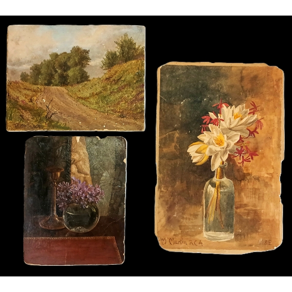 LOT OF 3 - "WILD PHLOX," "DAVISVILLE" & "FLOWERS IN A GLASS BOTTLE" BY THOMAS MOWER MARTIN