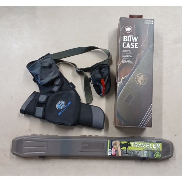 LOT OF 3 - BEAR LONGBOW CASE, MCM ARROW CASE, ELITE QUIVER - NIB