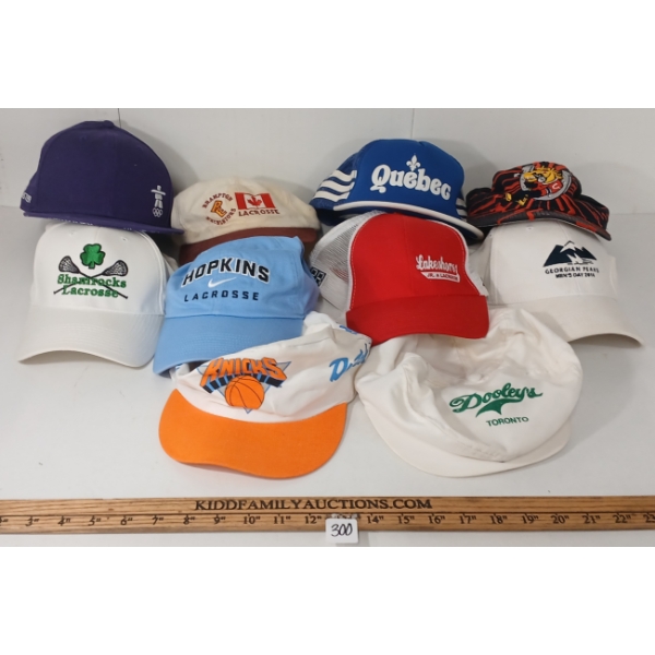 LOT OF 10 - ASSORTED SPORTS HATS