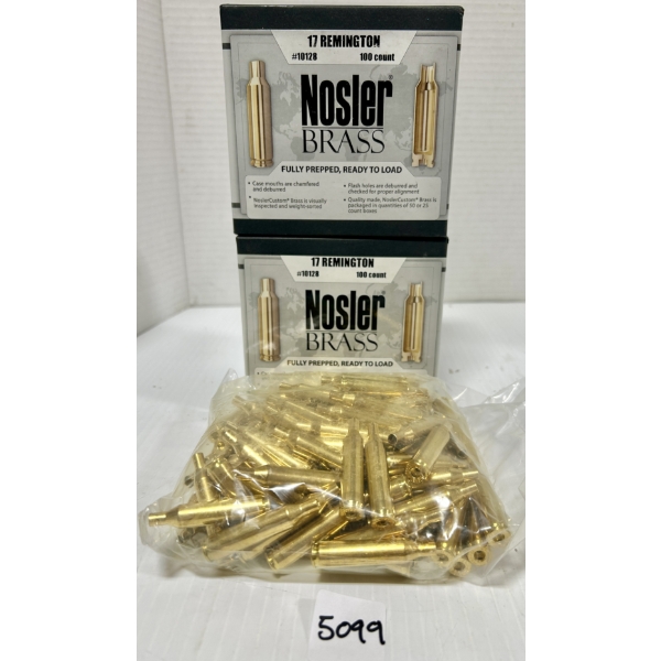 BRASS: 100X NOSLER .17 REMINGTON - AS NEW