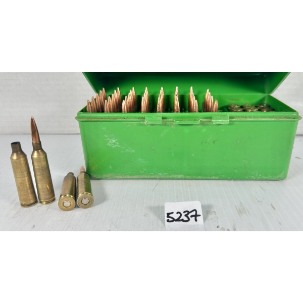 AMMO / BRASS: 41X LIVE & 19X BRASS .20-250 REM - RELOADS 