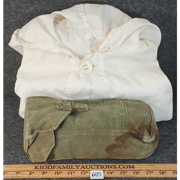 LOT OF 2 - 1954PAT CDN ARMY WHITE PARKA & 1960'S WEB POUCH