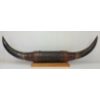 Image 2 : MOUNTED STEER HORNS W/ TOOLED LEATHER