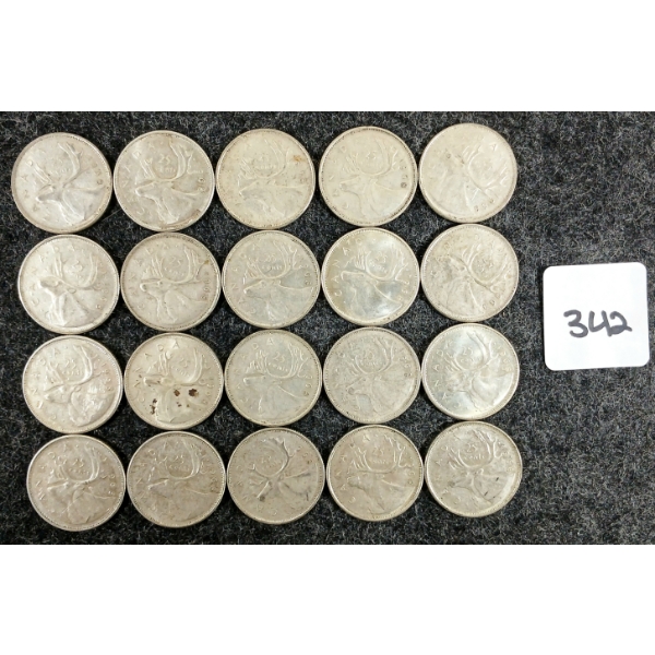 LOT OF 20 - 1968 CDN 25 CENT COINS 