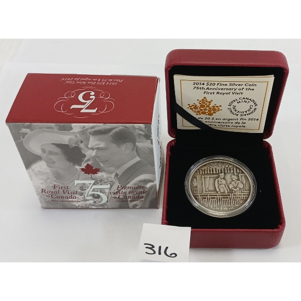 RCM 2014 $20 SILVER COIN - 75TH ANNIVERSARY OF THE FIRST ROYAL VISIT