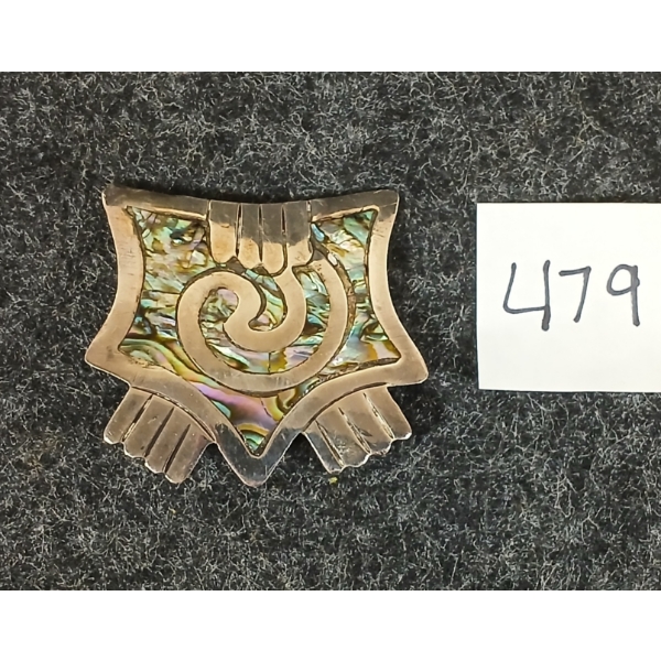 STERLING SILVER & ABALONE SHELL BROOCH