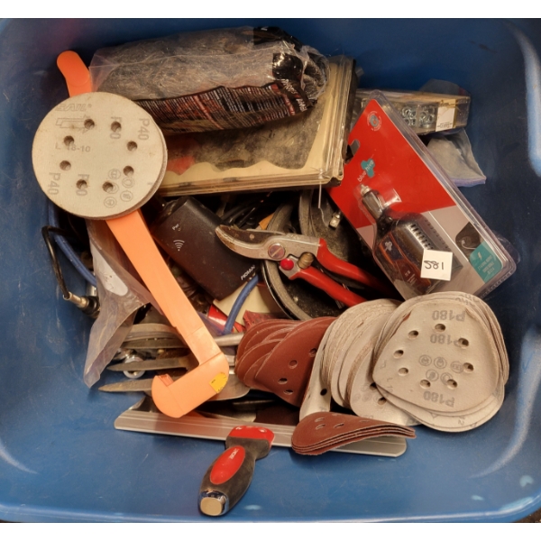 JOB LOT - SOCKET BITS, TROWEL, CONSTRUCTION ADHESIVE & TRIMMERS, ETC
