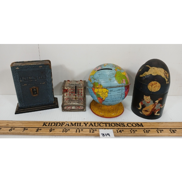 LOT OF 4 - COIN BANKS - INCL ZELL PRODUCTS