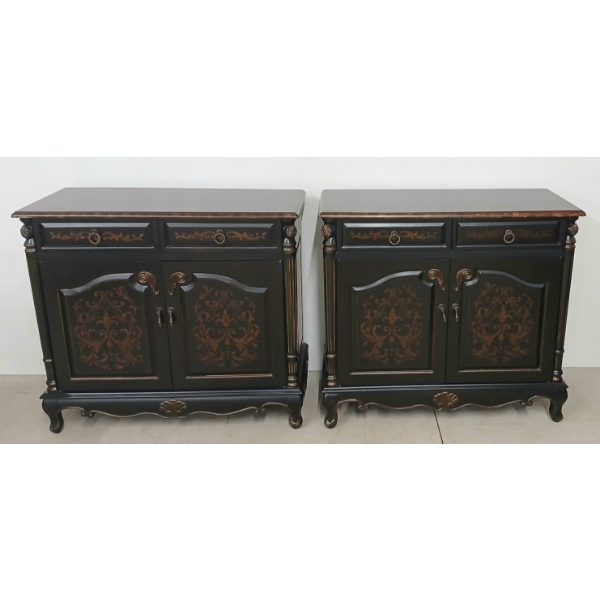 LOT OF 2 - BOMBAY CO. BLACK & GOLD ACCENT CABINETS
