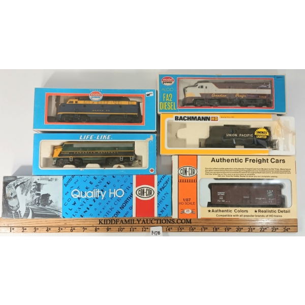 LOT OF 6 - LIFE-LIKE, CON-COR & MODEL POWER HO SCALE MODEL TRAINS - UNION PACIFIC, ETC