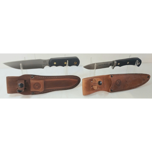 LOT OF 2 - KNIVES OF ALASKA W/ LEATHER SHEATHS