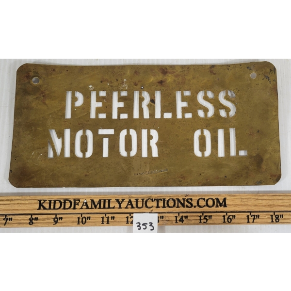 PEERLESS MOTOR OIL BRASS STENCIL