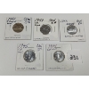 Image 1 : LOT OF 5 - CDN UNCIRCULATED 5 CENT COINS - INCL 1944 & 1945