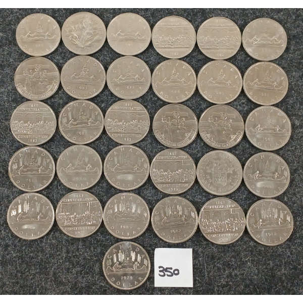 QTY OF 1969-1984 CDN DOLLARS - INCL MANITOBA, VOYAGEUR, ETC