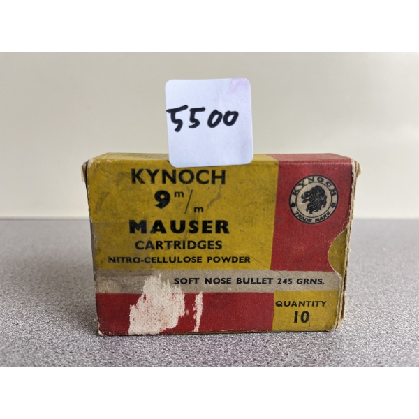 AMMO: 10X KYNOCH 9MM MAUSER 245 GR. SOFTNOSE 
