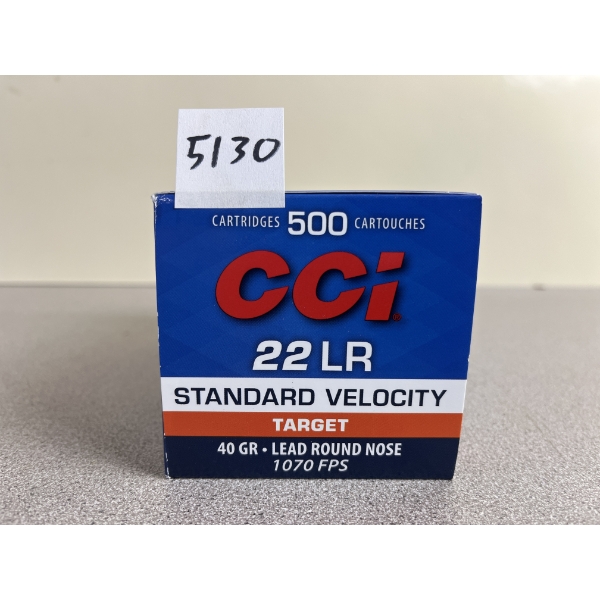 AMMO: 500X CCI .22 LR 40GR. LRN - SEALED