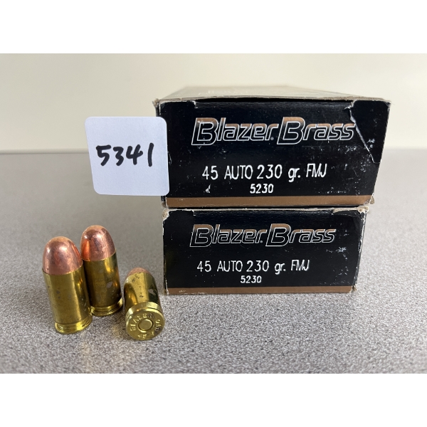 AMMO: 100X BLAZER BRASS .45 ACP 230 GR. FMJ 