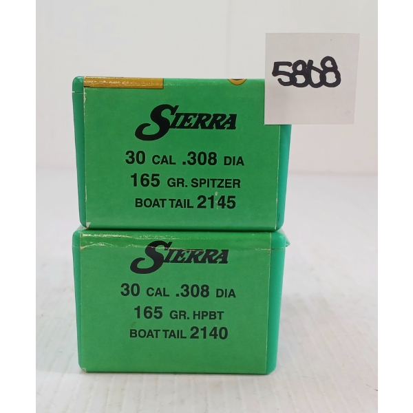BULLETS: 200X SIERRA .30 - 165GR - SPITZER & HPBT - SEALED