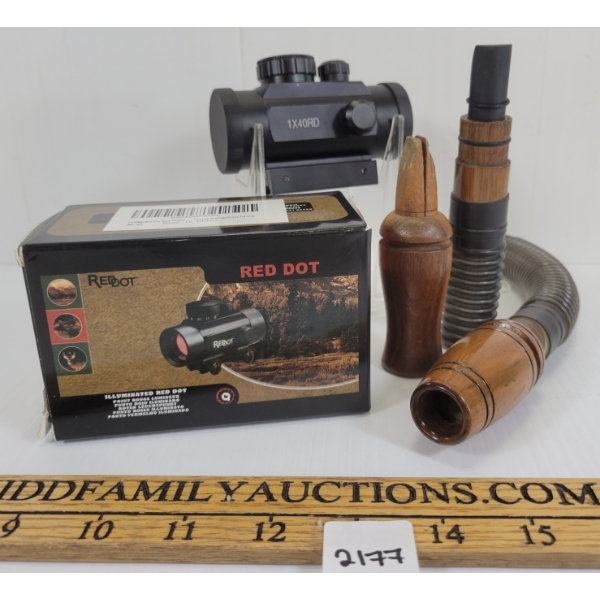 LOT OF 3 - ILLUMINATED RED DOT 1X40RD SPOTTING SCOPE & CALLS