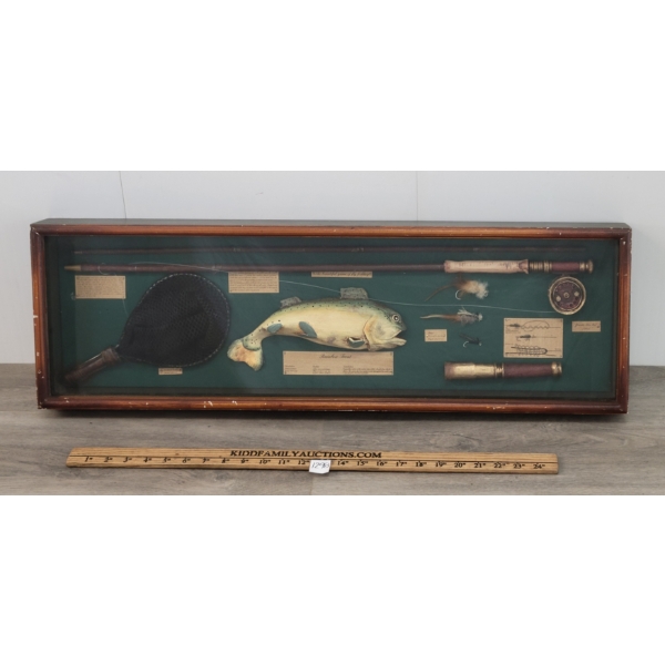 "THE BEAUTIFUL GAME OF FLY FISHING" & "RAINBOW TROUT" FOLK ART DISPLAY 