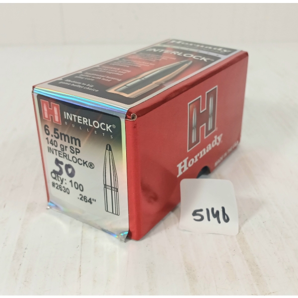 BULLETS: 50X HORNADY INTERLOCK 6.5MM - 129GR - SP