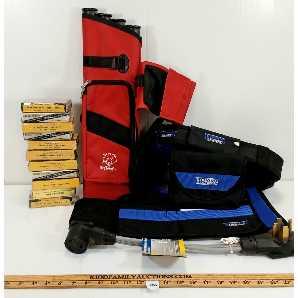 JOB LOT - GAA SIDE QUIVER, DOMINION & HERTER COLLECTIBLE AMMO BOXES, ETC