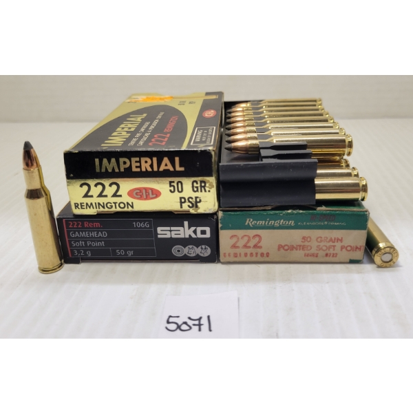 AMMO: 60X MIXED .222 REM - 50GR - PSP & SP