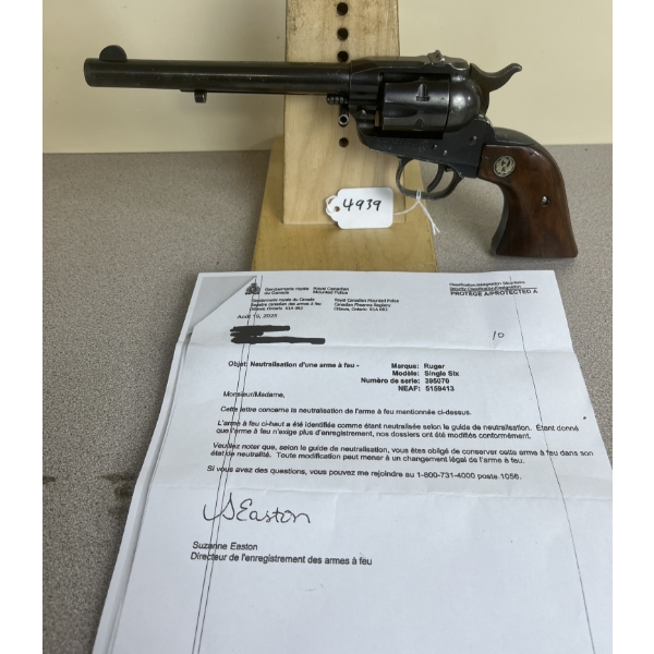 RUGER SINGLE 6 IN .22 - DEACTIVATED 