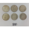 Image 1 : LOT OF 6 - 1959 - '62 CDN 50 CENT SILVER COINS