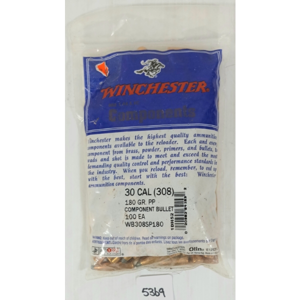 BULLETS: 100X WINCHESTER .30 - 180GR - PP - SEALED