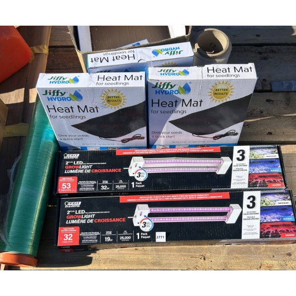JOB LOT - GROW EQUIP - LIGHTS, HEAT PADS, PLASTIC WRAP