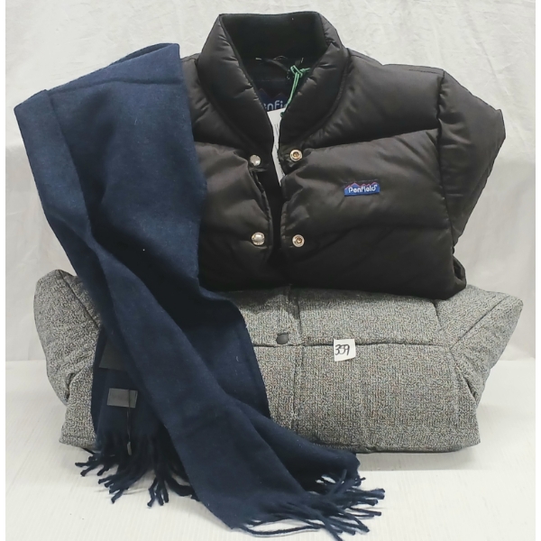 LOT OF 3 - WOMEN'S MINIMUM WAYNE SCARF & PENFIELD APPLEBY JACKETS - FT BLACK & WOVEN MELANGE GREY