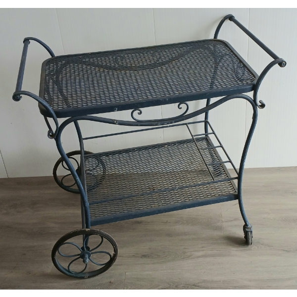 RUSSELL WOODARD WROUGHT IRON DRINK CART - C. 1960'S