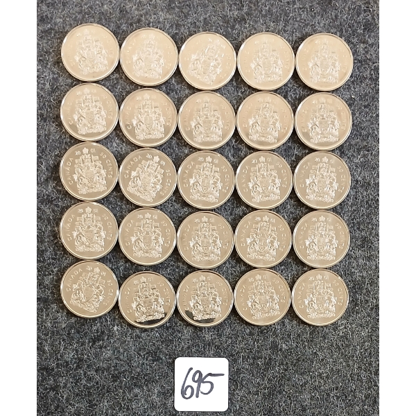 LOT OF 25 - 2001 CDN 50 CENT COINS