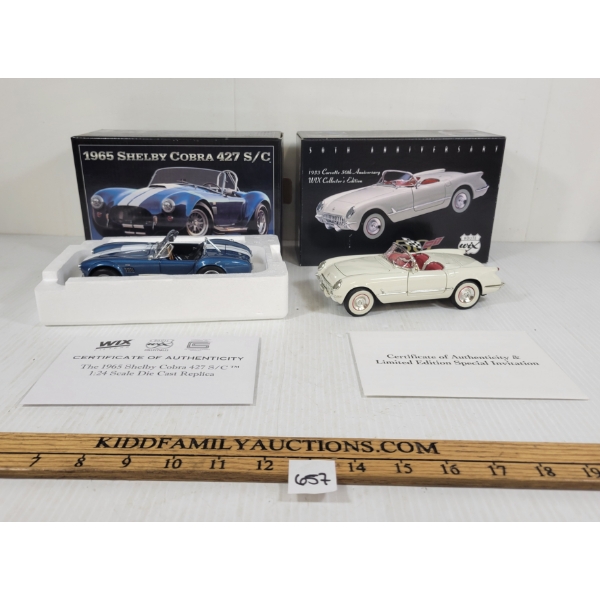 LOT OF 2 - DIECAST WIX 1953 CORVETTE & COBRA 1965 SHELBY MODELS
