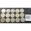 Image 1 : LOT OF 15 - 1955-1969 CDN 10 CENT COINS - INCL SILVER