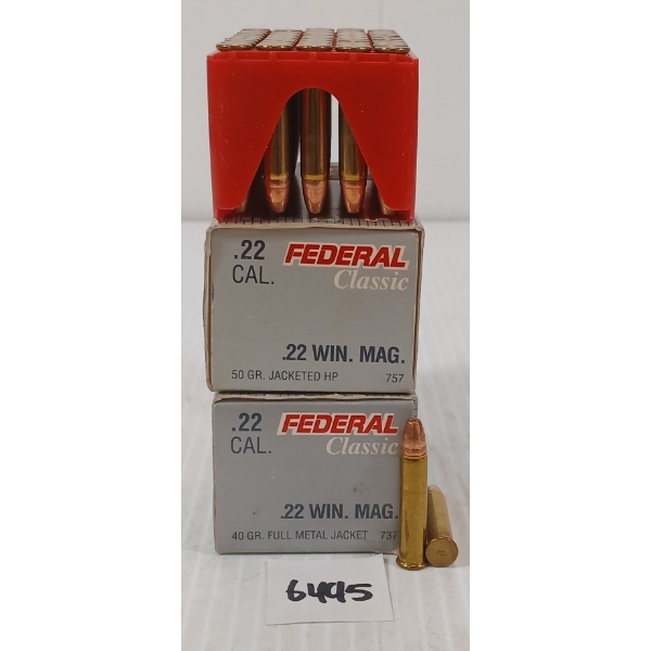 AMMO: 91X FEDERAL CLASSIC .22 WIN MAG - 40GR - FMJ