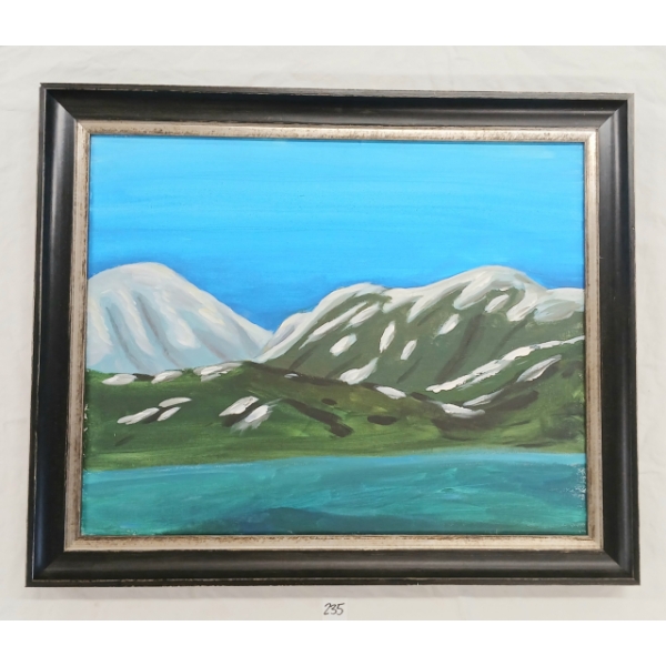 MOUNTAIN SCENE BY UNKNOWN ARTIST - FRAMED OIL ON CANVAS