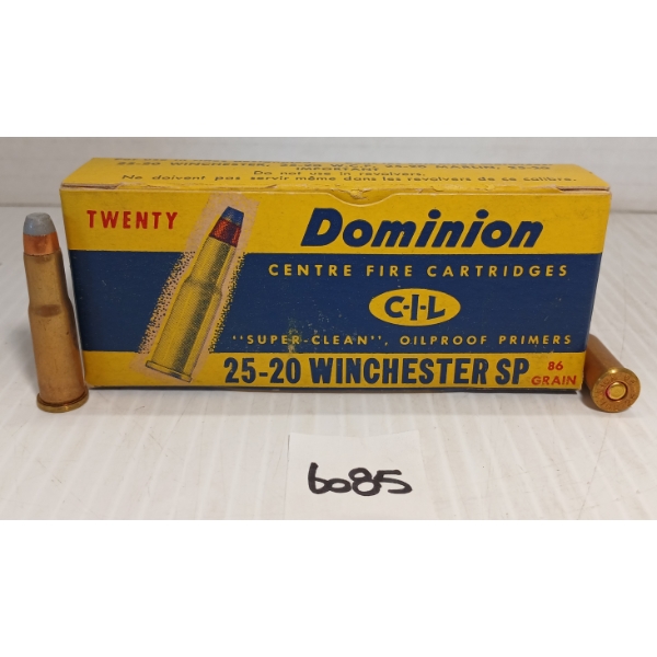 AMMO: 20X CIL DOMINION .25-20 WIN - 86GR - SP - COLLECTIBLE BOX