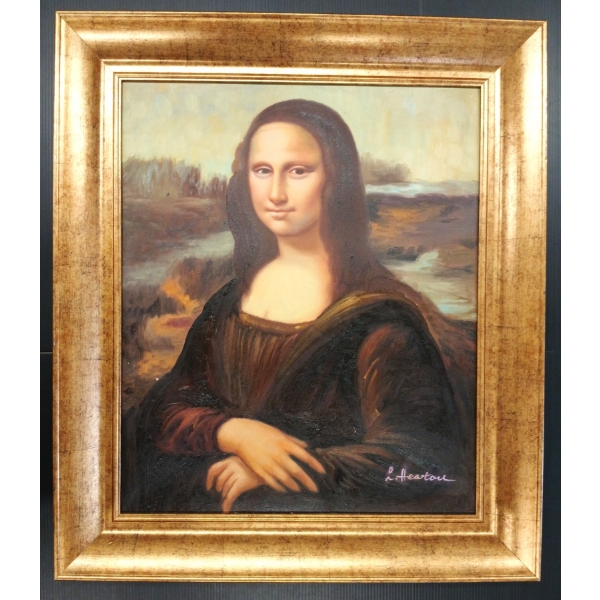 "MONA LISA" BY L. HEARTOU(?) - FRAMED OIL ON CANVAS