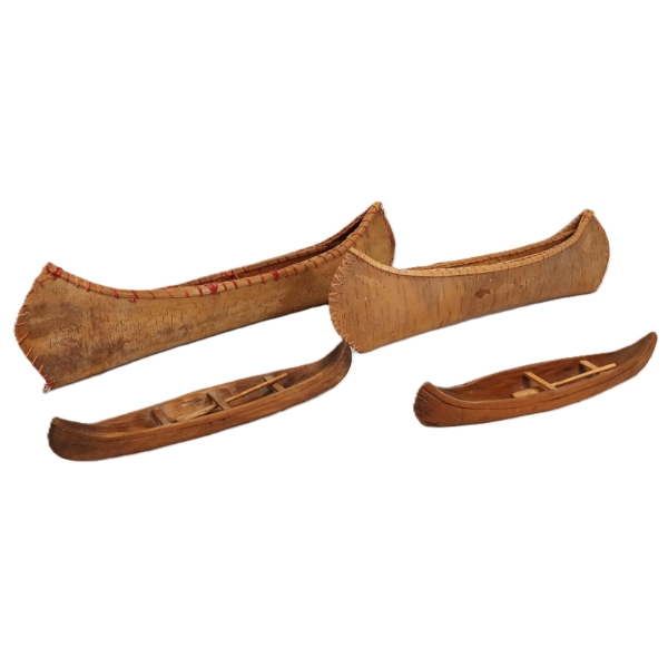LOT OF 4 - BARK CANOES - SIGNED - INCL BERTHIER BEAUREGARD (MID 20TH CENTURY CDN ARTIST)