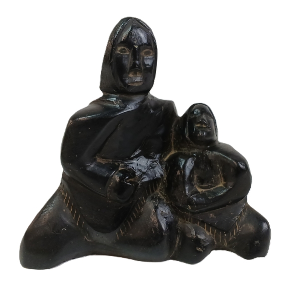 MOTHER W/ CHILDREN FIGURE - SIGNED - STONE