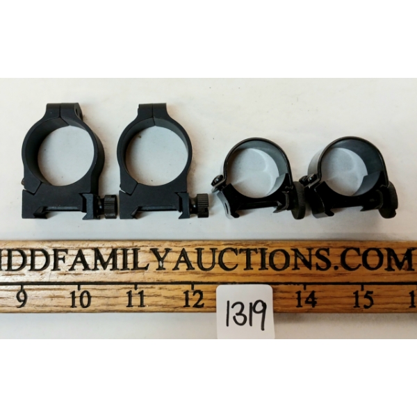 LOT OF 2 - PAIRS OF 30 MM & 1 IN SCOPE RINGS